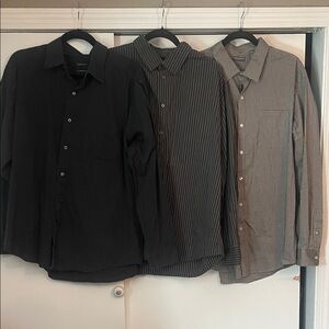 Van Heusen XL Men's Black, Gray Striped, and Gray Checkered Button Down Shirts